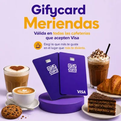 Gifycard Meriendas: gift card VISA válida en comercios del rubro